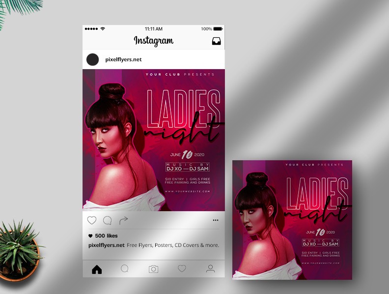 Ladies Night Party Free PSD Instagram Template