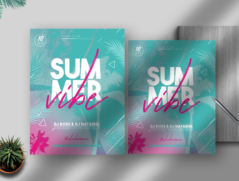 Summer Vibe Flyer Free PSD Template