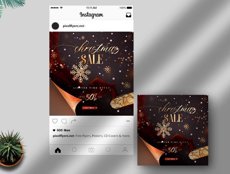 Christmas Sale Banner Free Instagram Post PSD Template