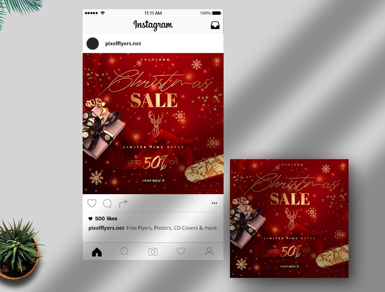 Christmas Sale Free Instagram Post PSD Template