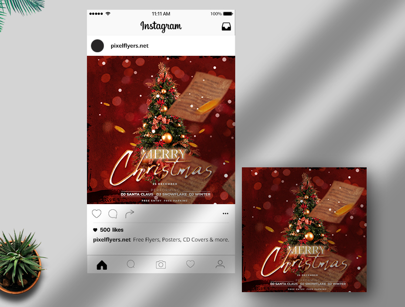 Free Christmas Tree Instagram Banner PSD