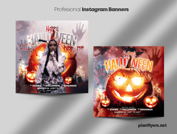 Halloween Night Instagram Banners PSD Template