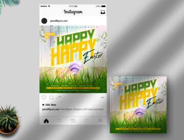 Happy Easter Party Free Instagram Banner PSD