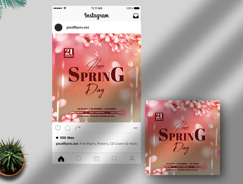 Happy Spring Day Free Instagram Banner PSD