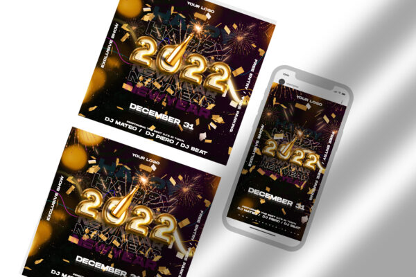 Happy New Year Instagram Banner PSD Template