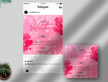 Happy Valentine's Day Free Instagram Post PSD Template