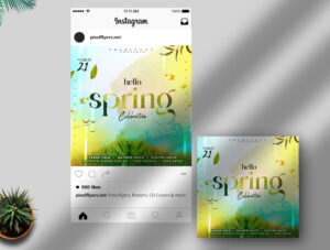 Hello Spring Celebration Free Instagram Banner PSD