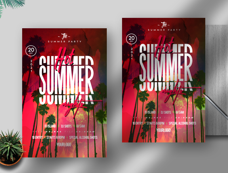 Hot Summer Nights Free Flyer PSD Template