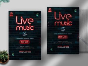 Neon Live Music Free Flyer Template (PSD)