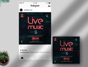 Live Music Free Instagram Post PSD Template
