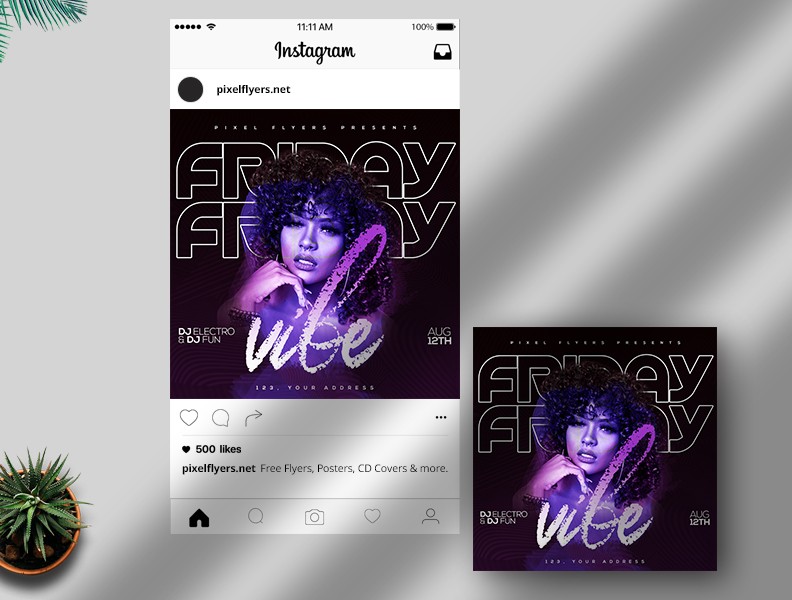 Friday Vibe Free Instagram Post PSD Template