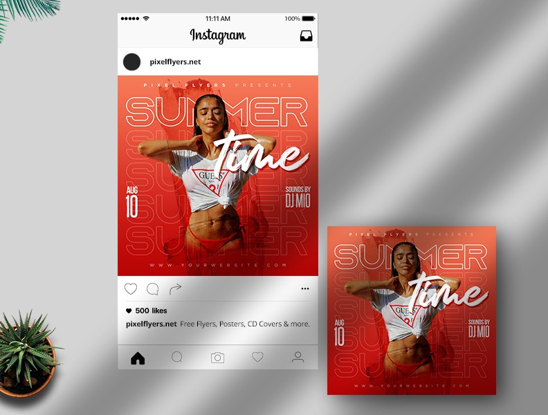 Summer Time Free Instagram Post PSD Template