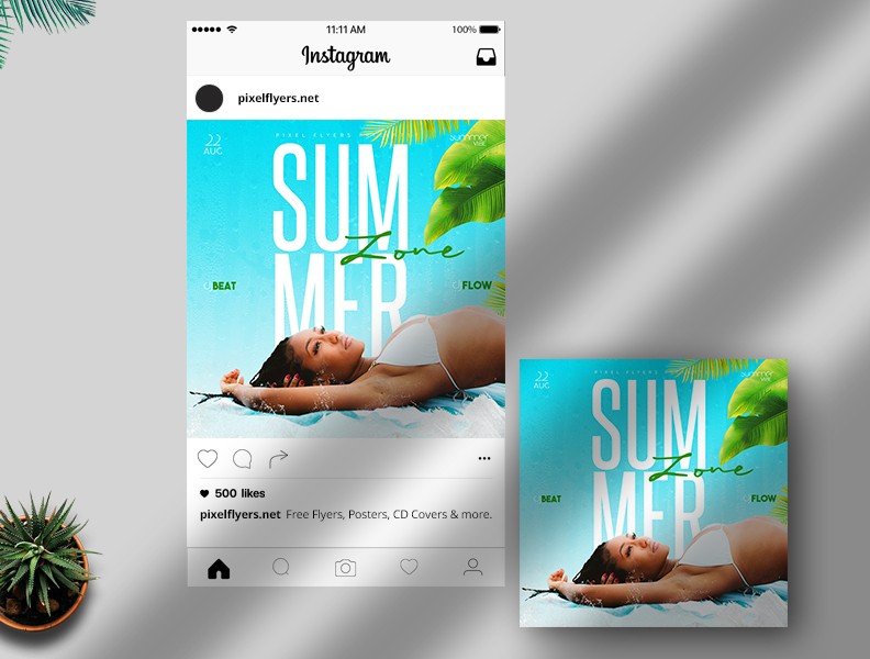 Summer Zone Free Instagram Post PSD Template
