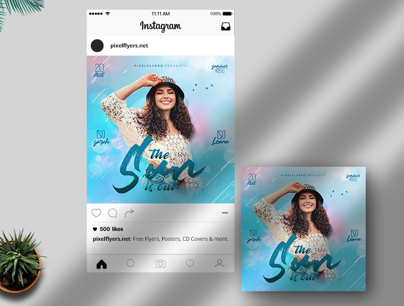 Sun Is Out Free Instagram Post PSD Template