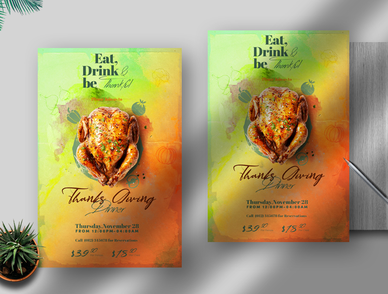 Thanks Giving Party Free PSD Flyer Template
