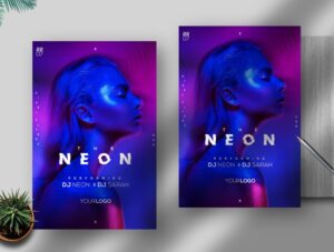 The Neon Vibe Free PSD Flyer Template
