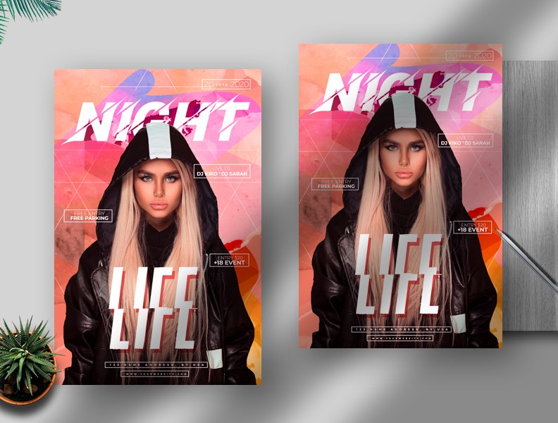 Night Life Free PSD Flyer Template