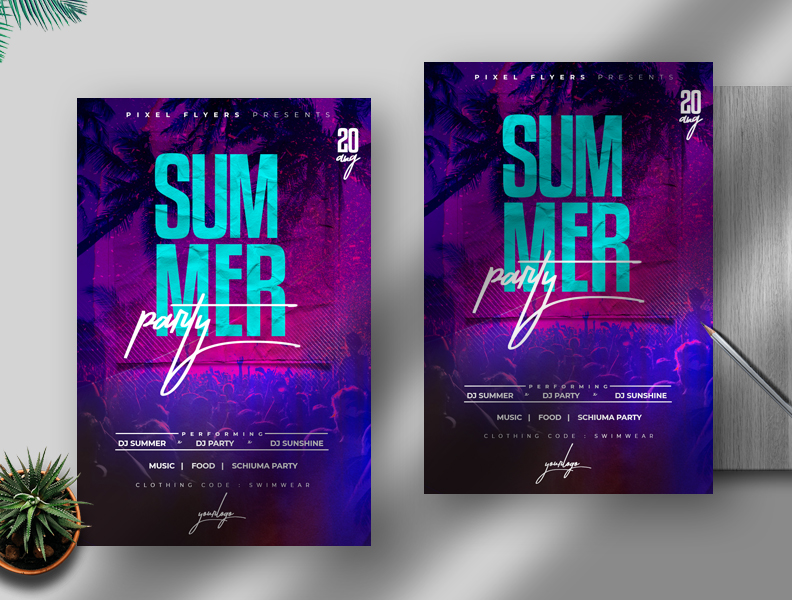 Summer Party Free Flyer PSD Template