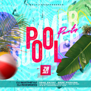 Summer Pool Party Instagram Banner » PixelFlyers