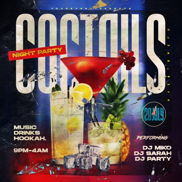 Coctails Night Party Instagram Banner