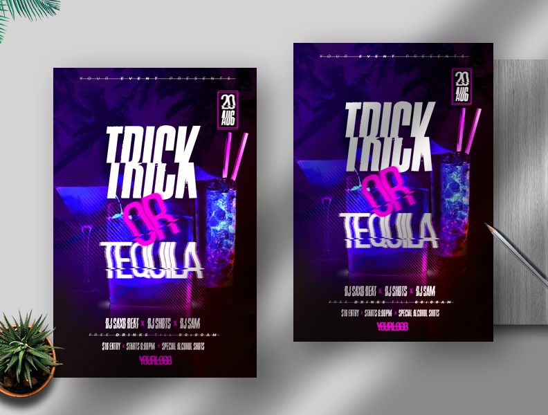 Trick or Tequila Flyer Free PSD Template