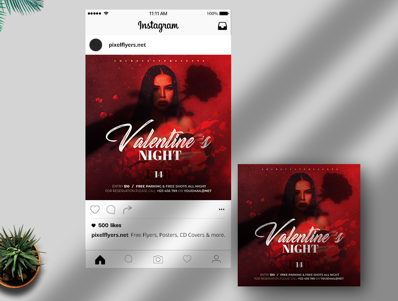 Valentine's Night Free Instagram Banner PSD